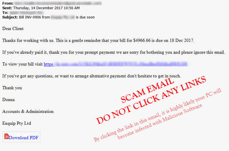 Fake Activity Statement malware scam example
